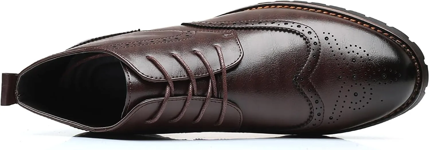Men's Brogue Ankle Boots Men's Dress Shoes Classic Formal Derby Shoes Mens Dress Boots