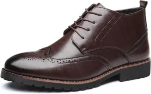 Men's Brogue Ankle Boots Men's Dress Shoes Classic Formal Derby Shoes Mens Dress Boots