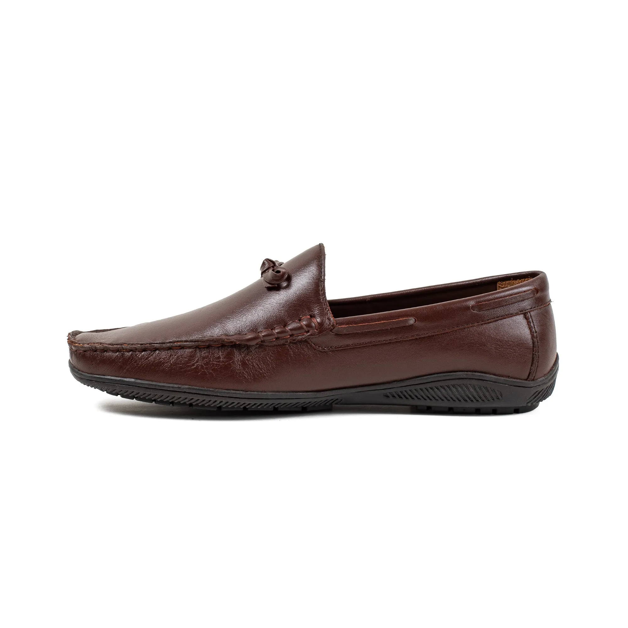 Men's Brown Leather Moccasin Shoes | Vibrant® Cushioned Comfort with TPR Outsole
