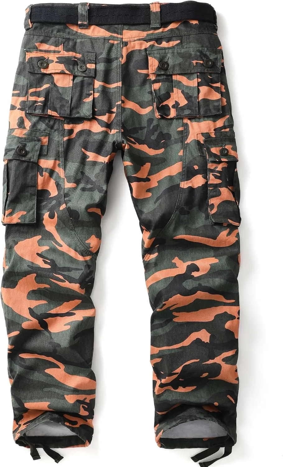 Men's Camo BDU Cargo Tactical Ripstop Casual Lightweight Baggy Combat 100% Cotton Pants with 8 Pockets(No Belt)