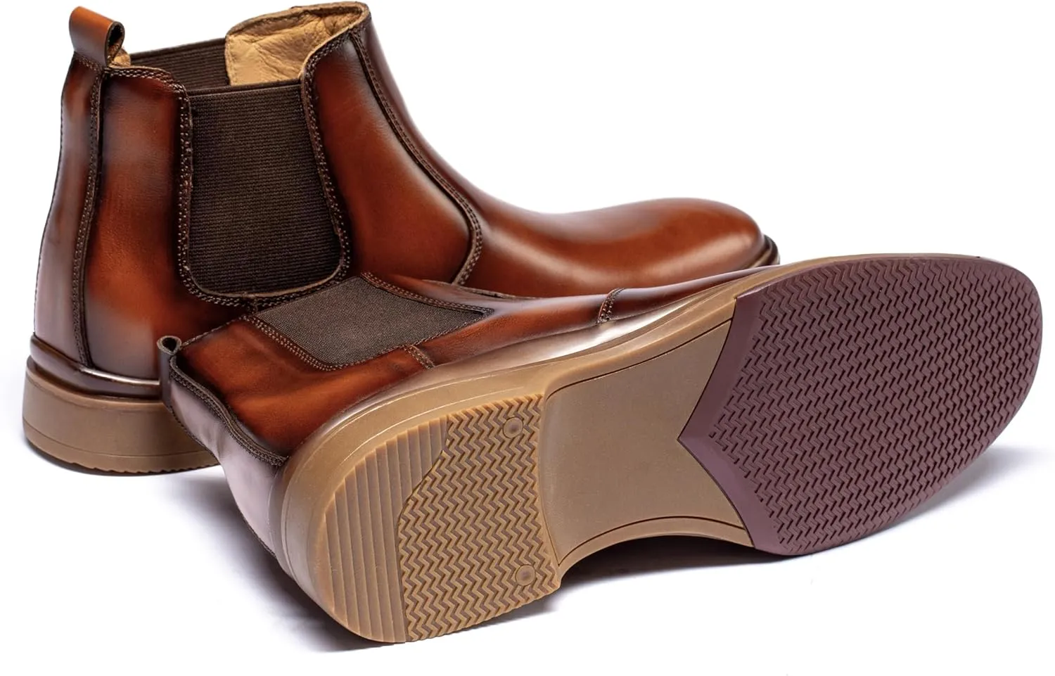 Men's Chelsea Dress Boots Comfortable Leather Slip On Ankle Boots For Casual & Formal Occasions
