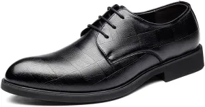 Men's Classic Lace-up Formal Oxfords Shoes Casual Wedding Faux Patent Derby Shoes for Men
