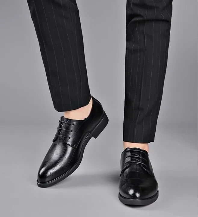 Men's Classic Lace-up Formal Oxfords Shoes Casual Wedding Faux Patent Derby Shoes for Men