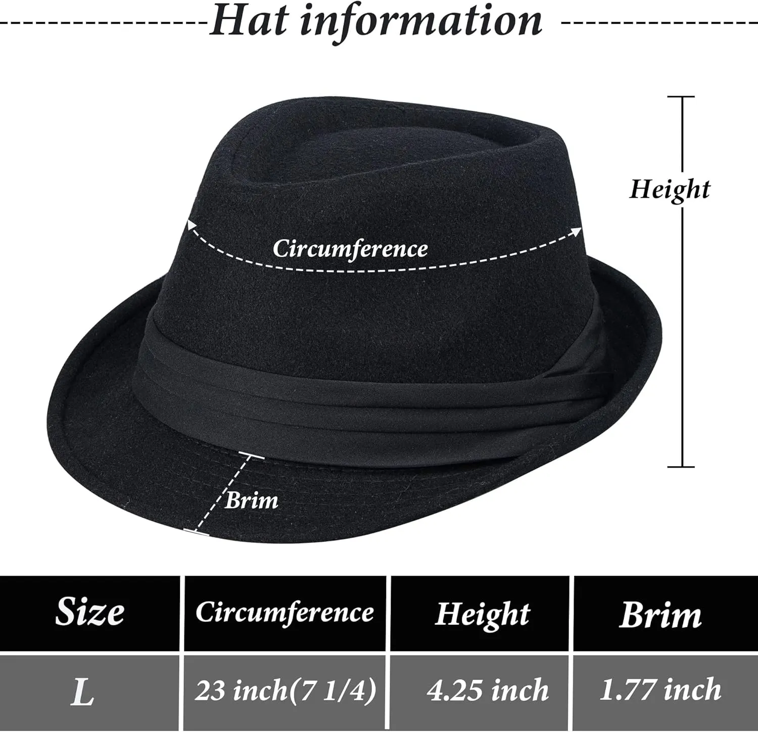 Mens Classic Plaid Manhattan Structured Gangster Trilby Fedora Hat Cuban Style Derby Hat Jazz Cap (Size M)
