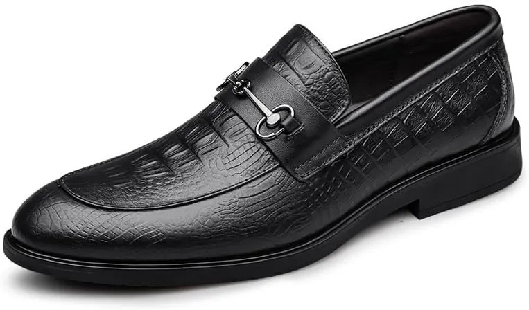 Men's Classic Slip-On Oxford Dress Shoes - Comfortable Leather Tuxedo Derby Shoes for Business and Casual Wear