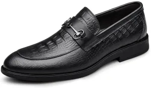 Men's Classic Slip-On Oxford Dress Shoes - Comfortable Leather Tuxedo Derby Shoes for Business and Casual Wear