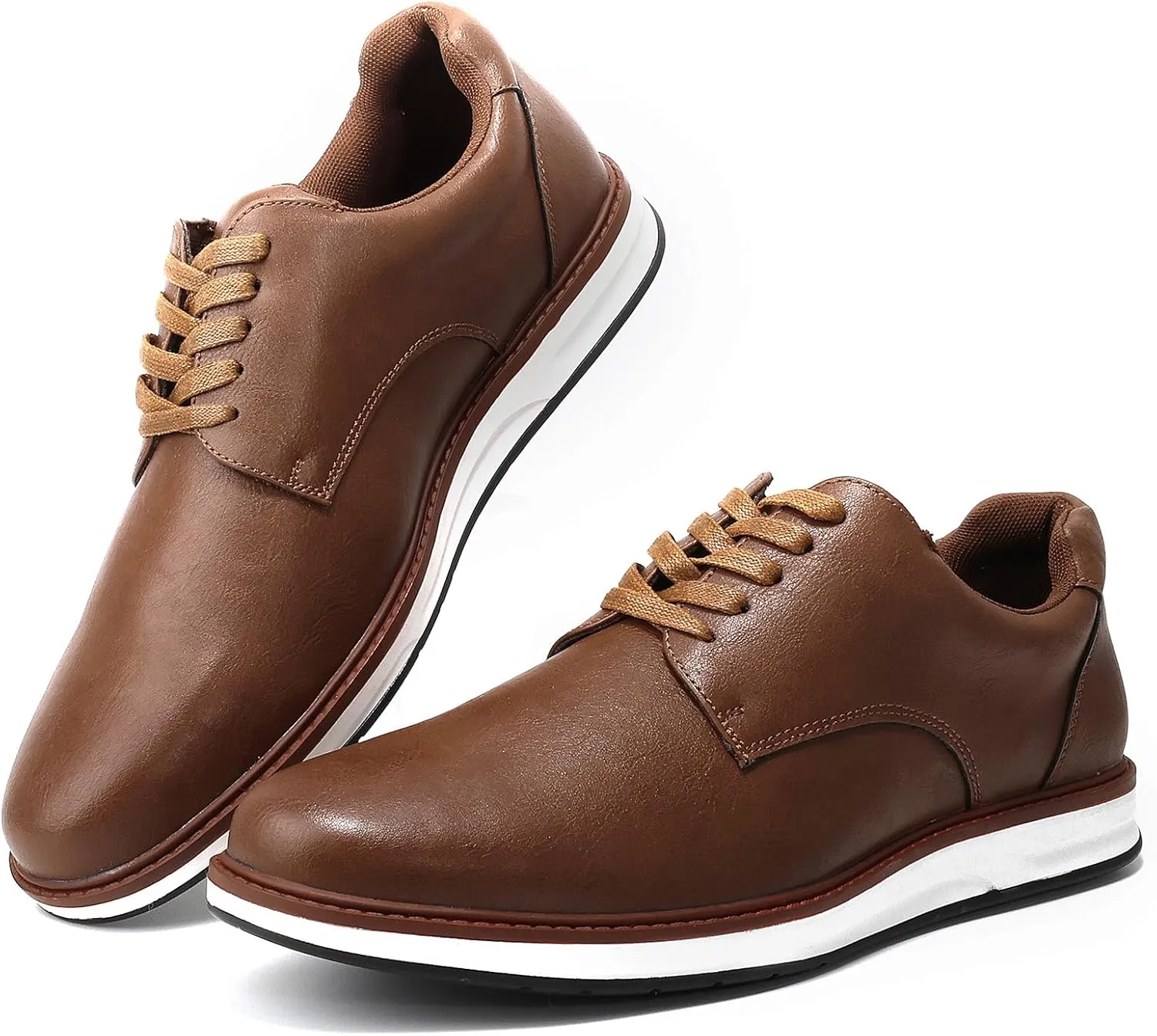 Men's Dress Shoes Classic Casual Oxfords Shoes for Men Brogues Wing Tips Lace Up Punched Round Toe