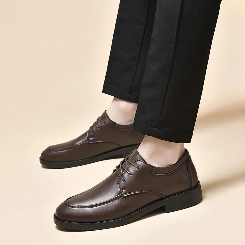 Men's Fashion Pointed Toe Derby Shoes - Stylish Lace-Up Tuxedo Shoes for Weddings, Office, and Casual Wear