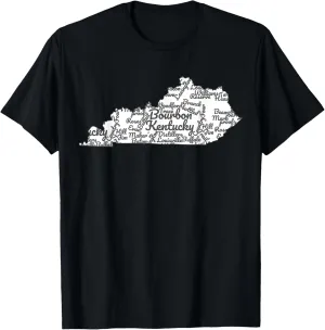 Mens Kentucky T-Shirt I Bourbon Trail Map Gift Shirt I Men Women XL White