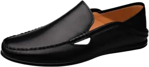 Men's Leather Loafers – Comfortable Slip-On Moccasins with Anti-Slip Sole, Lightweight and Resistant for Prom and Casual Walking