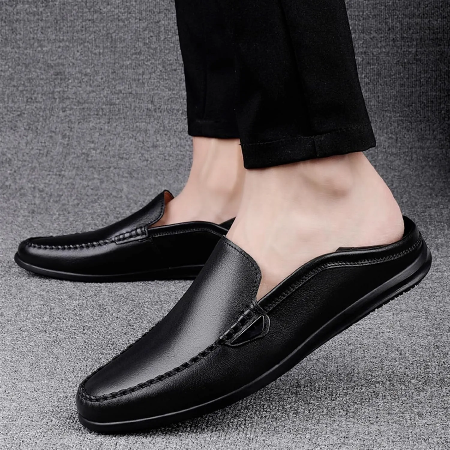Men's Leather Loafers – Comfortable Slip-On Moccasins with Anti-Slip Sole, Lightweight and Resistant for Prom and Casual Walking
