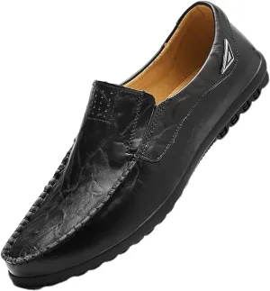 Men's Loafers Slip On Casual Leather Shoes Driving Walking Shoes
