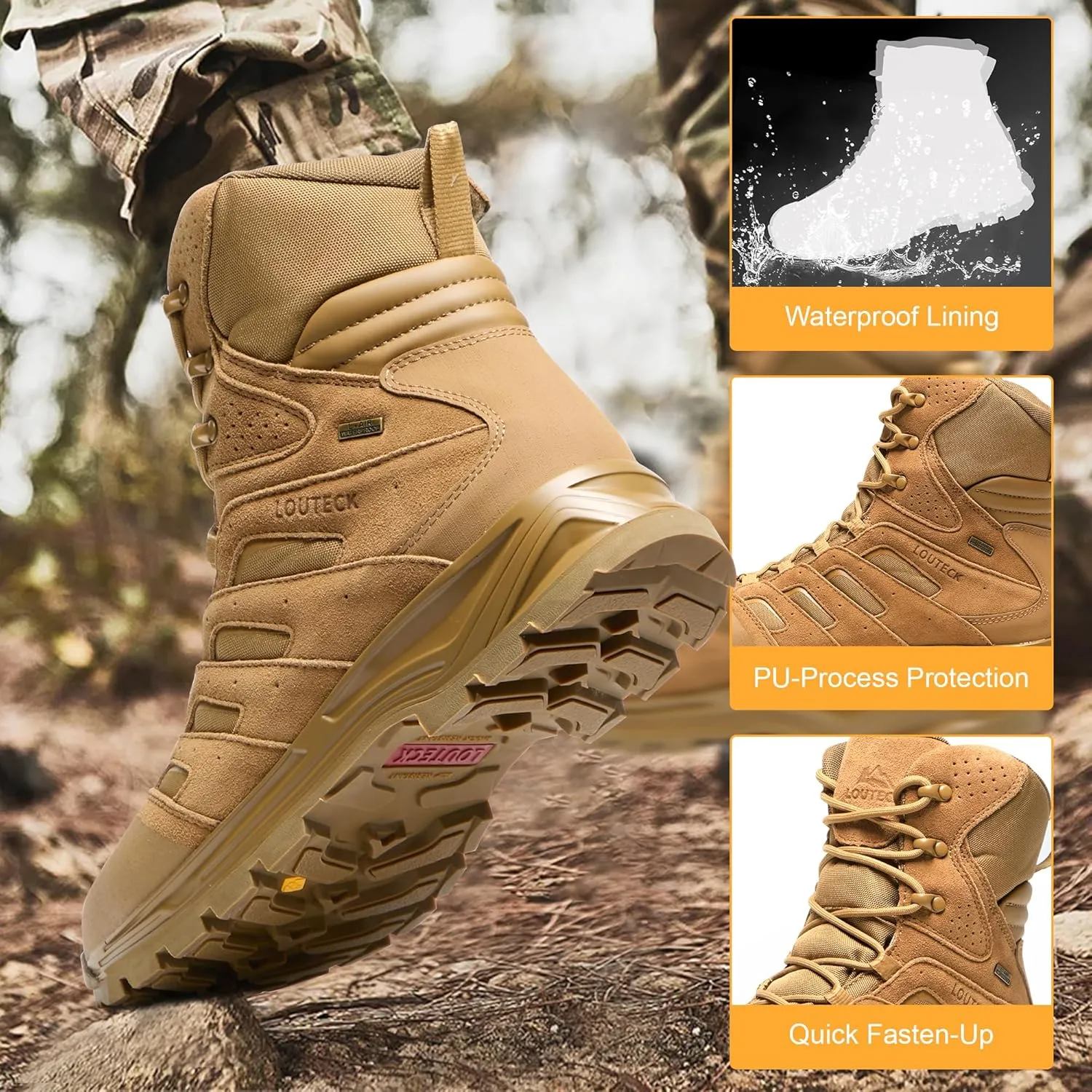 Men's Military & Tactical Boots – Waterproof & Comfortable Boots for Men, Perfect for Work, EMS, Hiking, and Combat