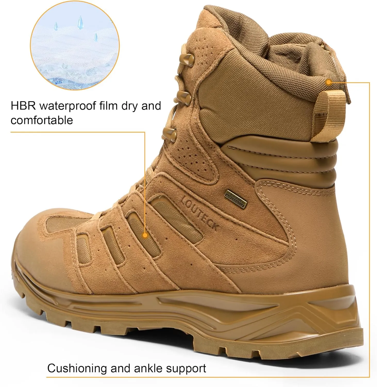 Men's Military & Tactical Boots – Waterproof & Comfortable Boots for Men, Perfect for Work, EMS, Hiking, and Combat
