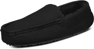 Mens Moccasin Slippers House Slippers for Men Slip-On Mens Loafers Breathable Suede Cozy Fur Lined Loafers for Men for Indoor & Outdoor