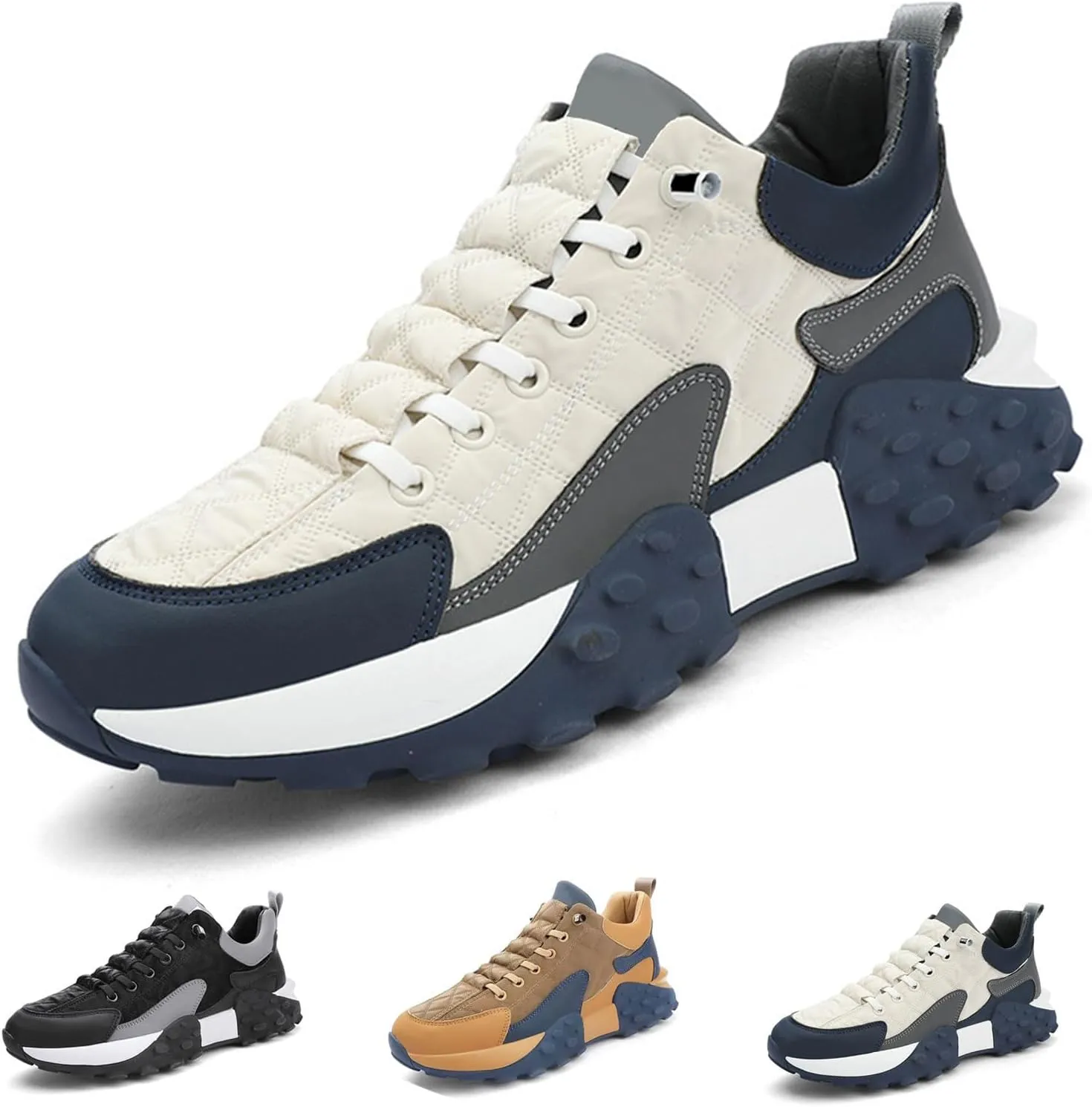 Men's Orthopedic Comfort Sneaker, 2025 Casual Waterproof Walking Tennis Slip on Wide Shoes Lightweight Non Slip Breathable Platform Shoe