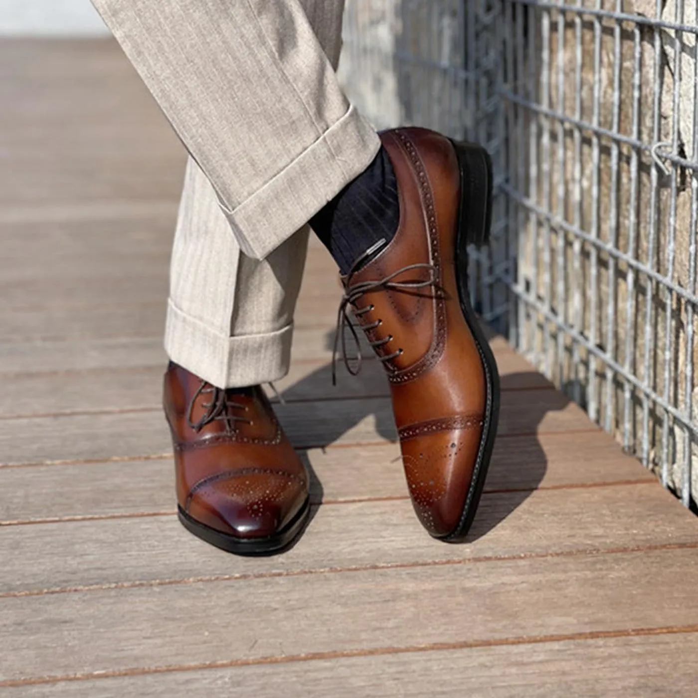 Mens Oxfords Dress Formal Shoes Genunie Leather Semi-Brogues Oxford Fashion Modern Business Casual Derby Prom Wedding Suit Shoes Tuxedo Shoes for Men