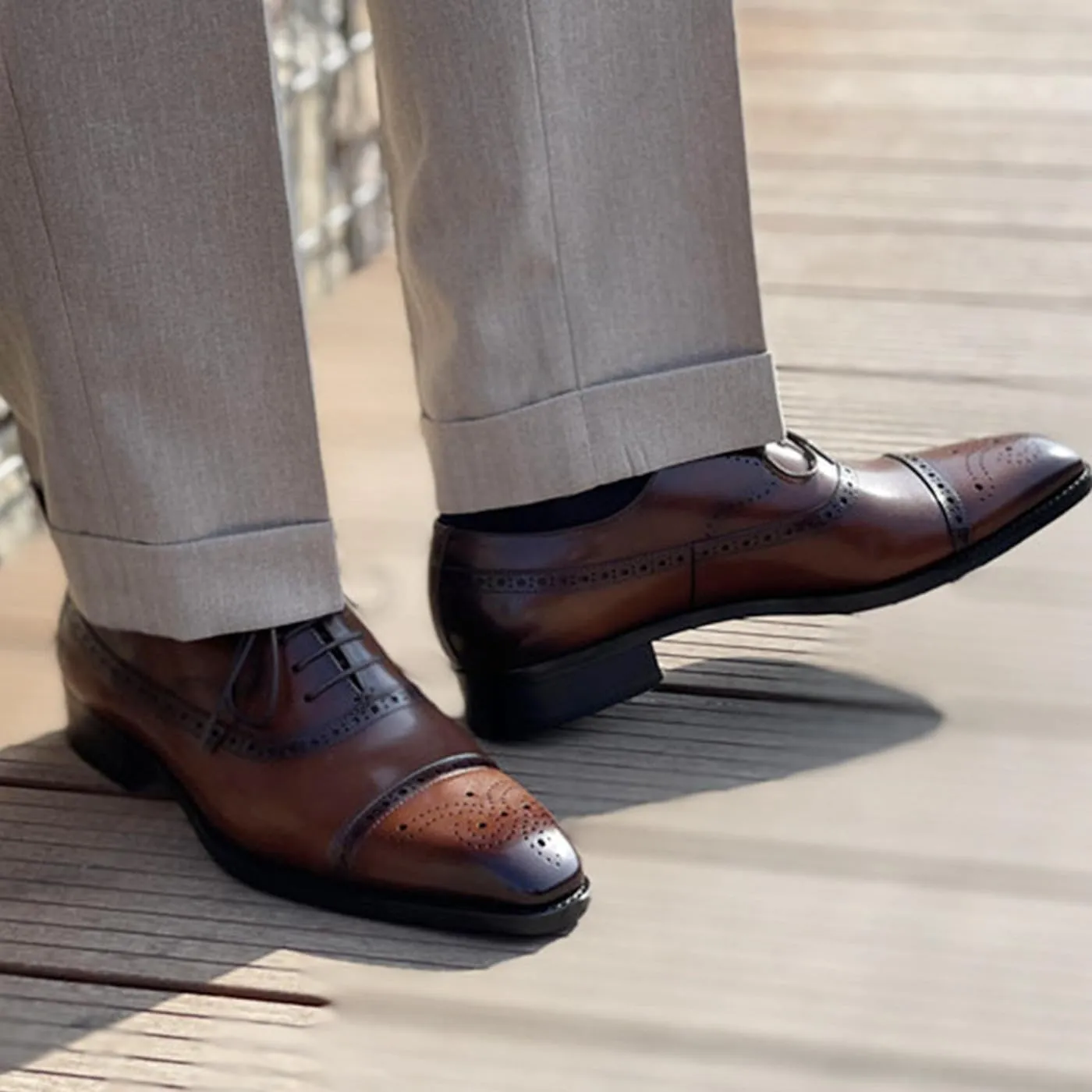 Mens Oxfords Dress Formal Shoes Genunie Leather Semi-Brogues Oxford Fashion Modern Business Casual Derby Prom Wedding Suit Shoes Tuxedo Shoes for Men