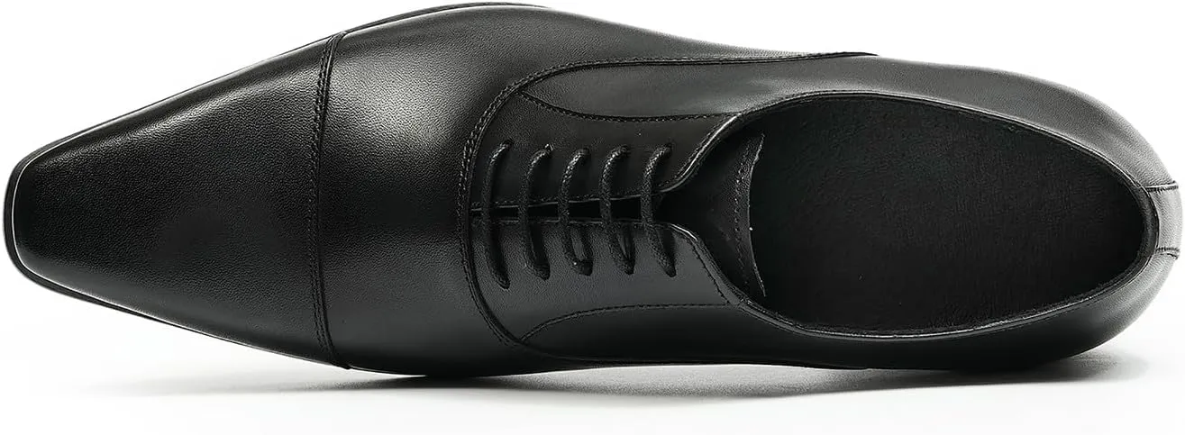 Mens Oxfords Fomarl Dress Genuine Leather Cap Toe Derby Fahion Business Casual Prom Wedding Comfortable Tuexdo Shoes for Men