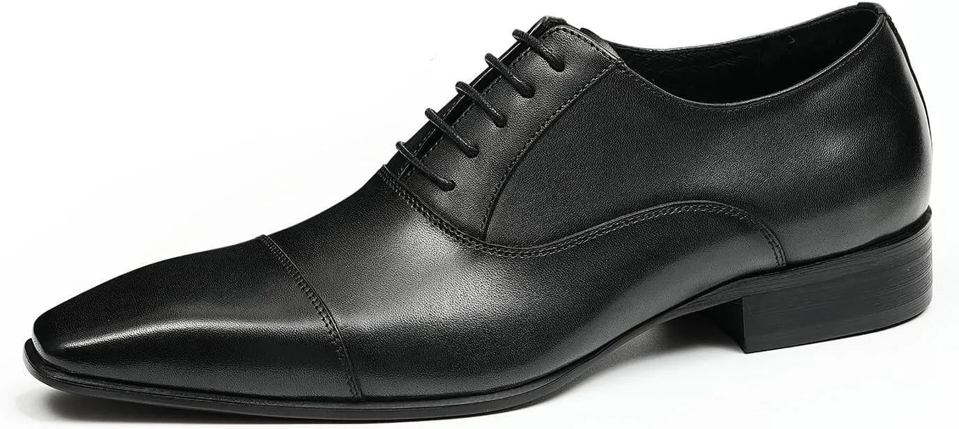 Mens Oxfords Fomarl Dress Genuine Leather Cap Toe Derby Fahion Business Casual Prom Wedding Comfortable Tuexdo Shoes for Men