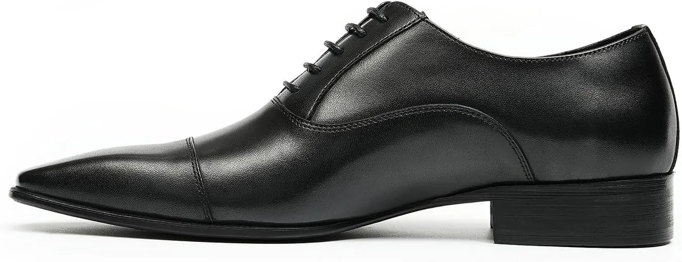 Mens Oxfords Fomarl Dress Genuine Leather Cap Toe Derby Fahion Business Casual Prom Wedding Comfortable Tuexdo Shoes for Men