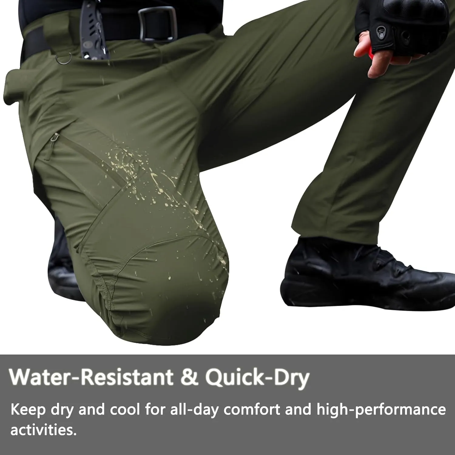 Men's Quick Dry Tactical Pants Water Resistant Cargo Pants Stretch Lightweight Outdoor Work Hiking Pants