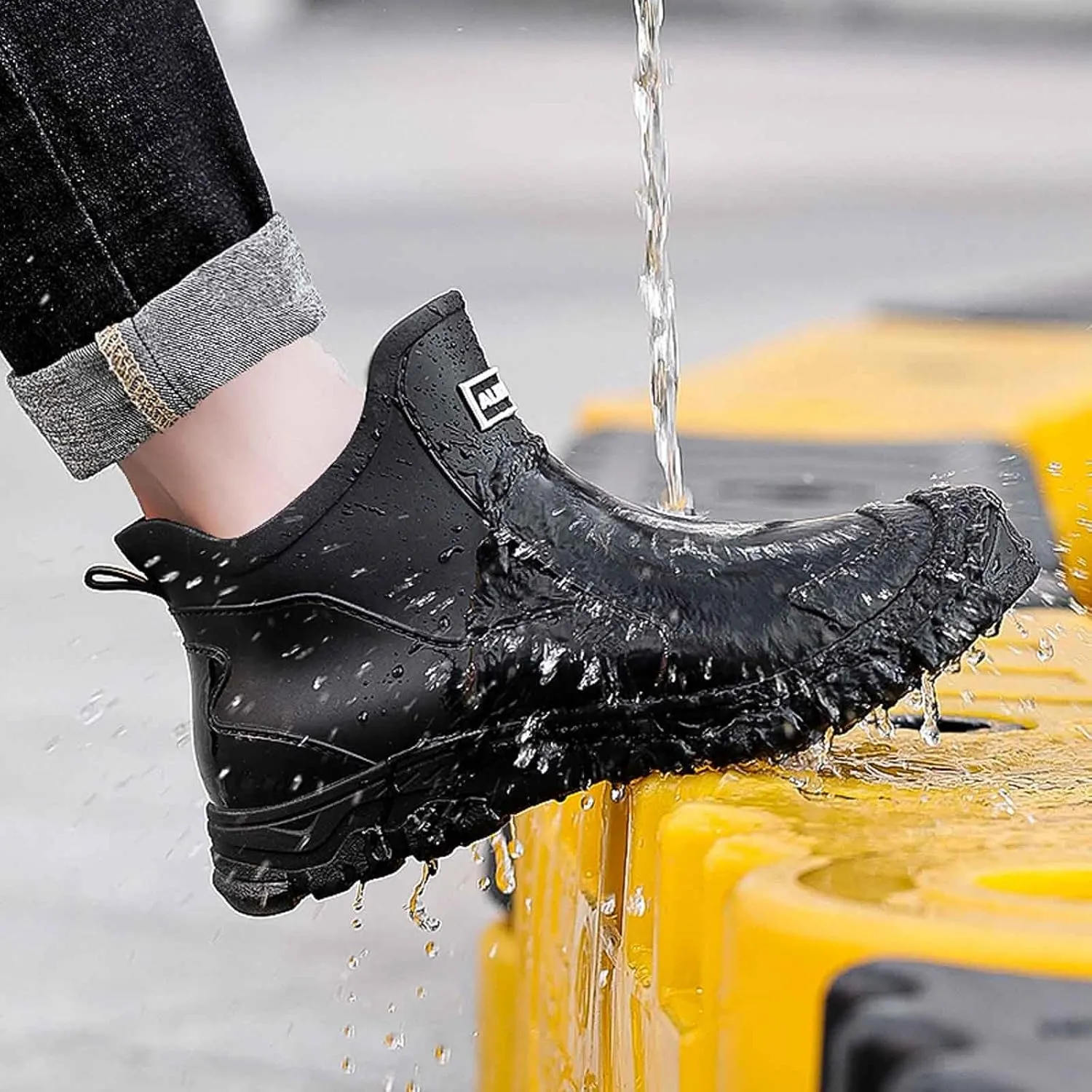 Men's Rain Boots for Outdoor Activities Gardening Hiking with Slip Sole Comfortable Mid Calf Design