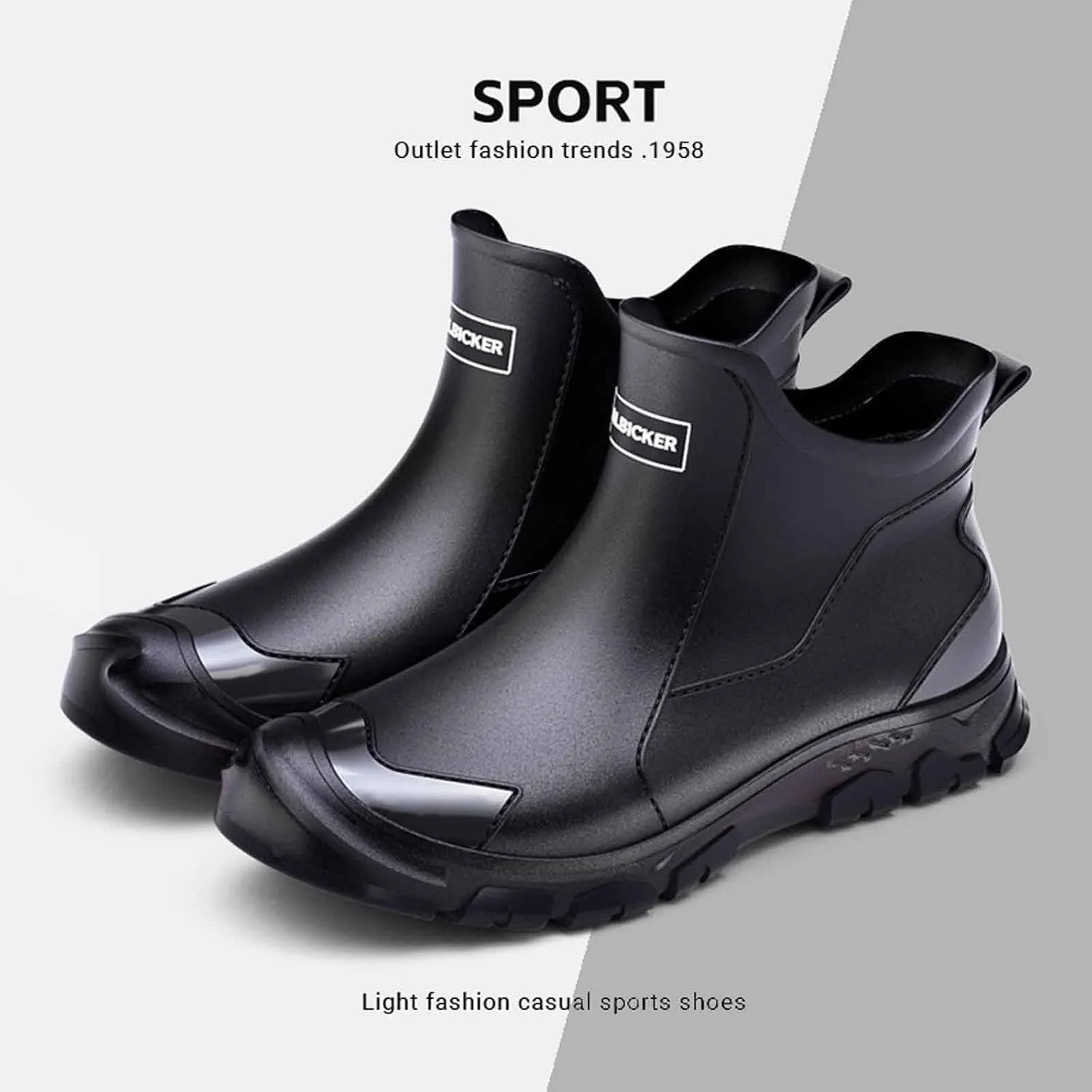 Men's Rain Boots for Outdoor Activities Gardening Hiking with Slip Sole Comfortable Mid Calf Design