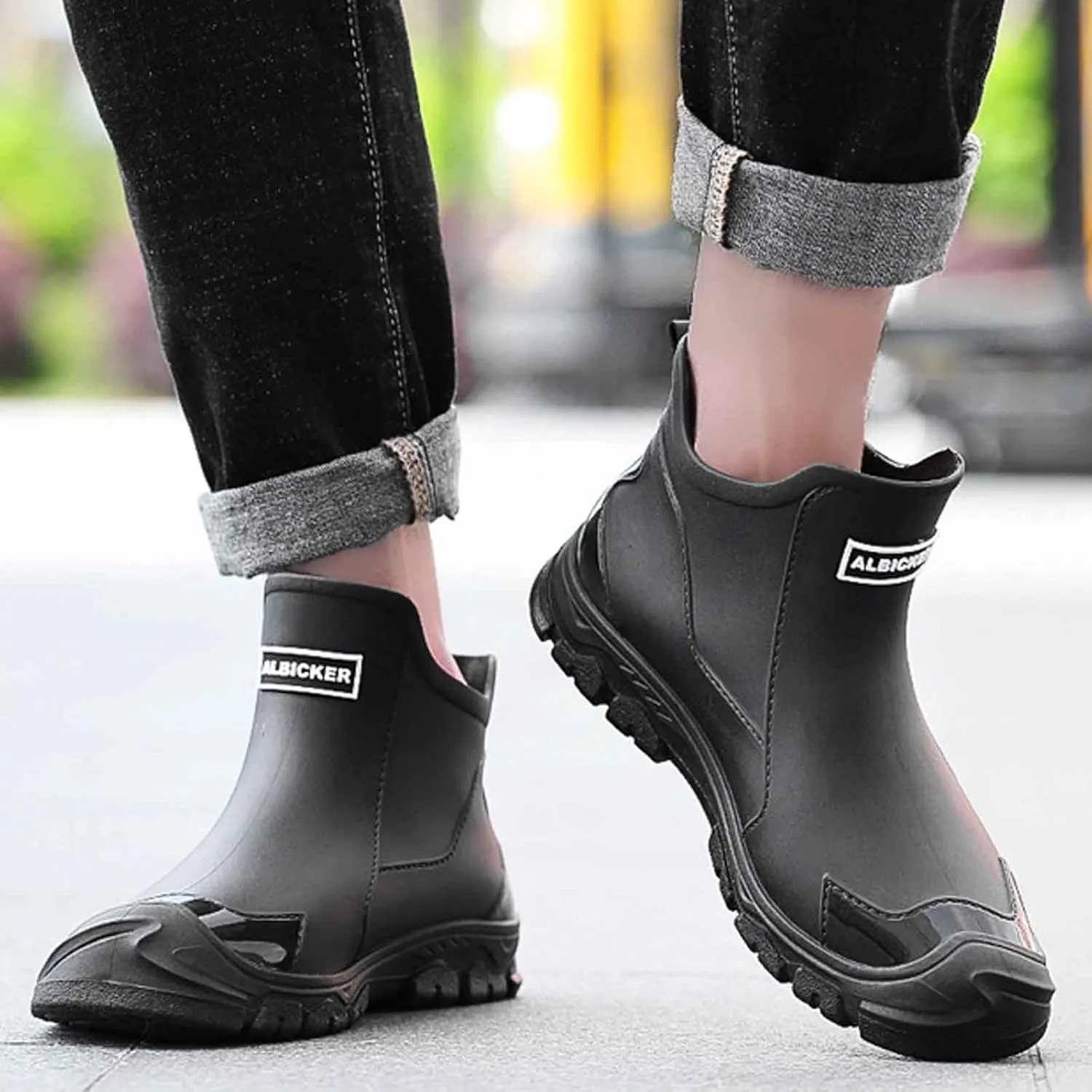 Men's Rain Boots for Outdoor Activities Gardening Hiking with Slip Sole Comfortable Mid Calf Design