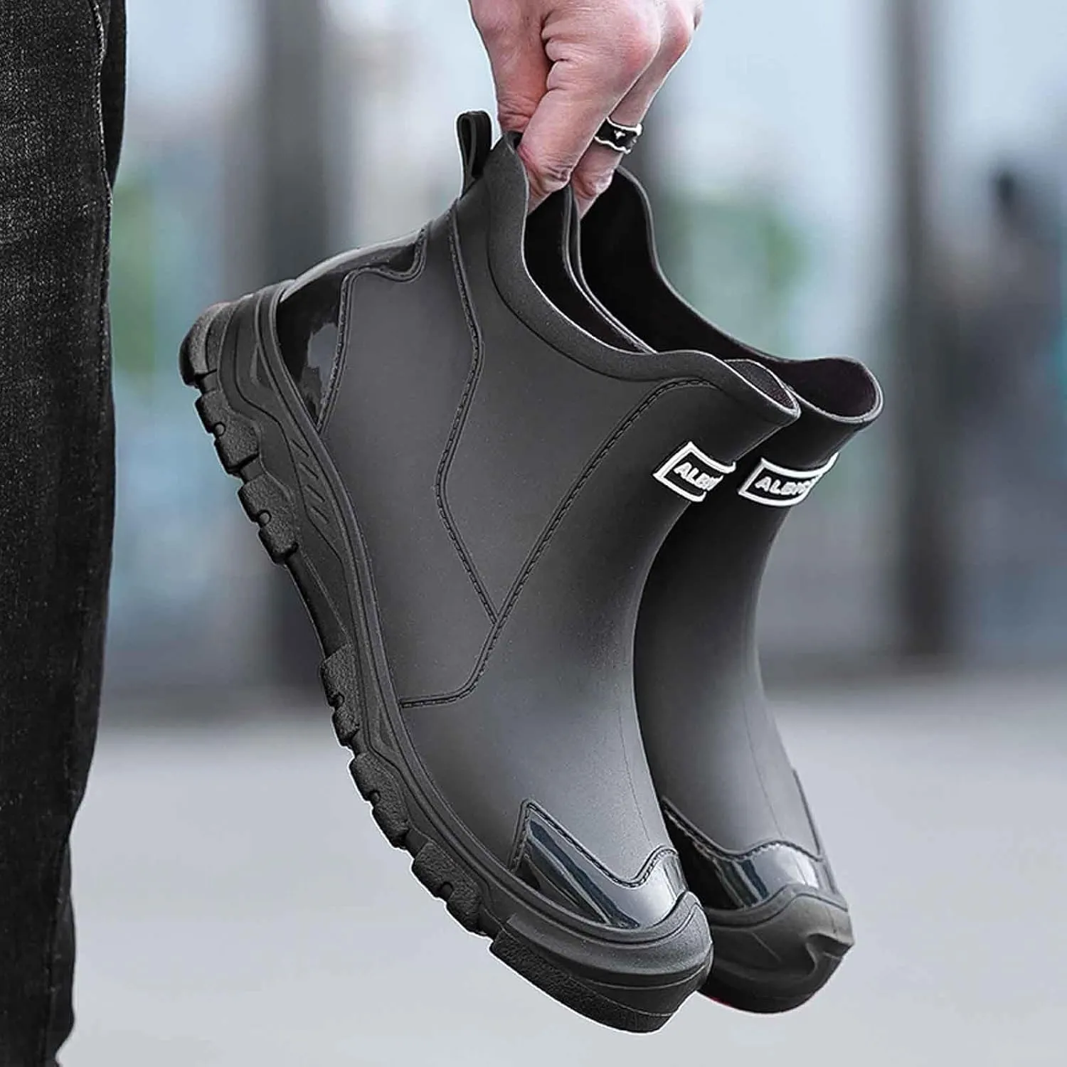 Men's Rain Boots for Outdoor Activities Gardening Hiking with Slip Sole Comfortable Mid Calf Design
