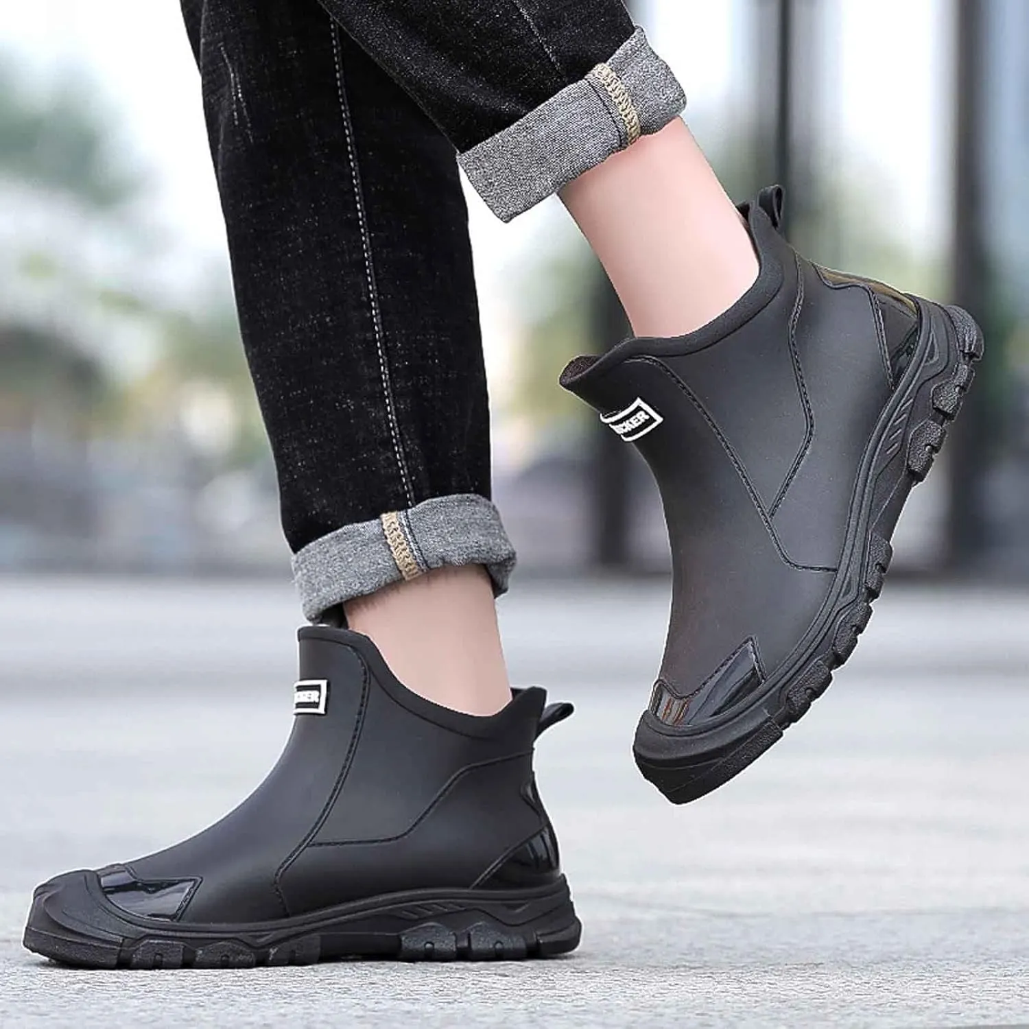 Men's Rain Boots for Outdoor Activities Gardening Hiking with Slip Sole Comfortable Mid Calf Design