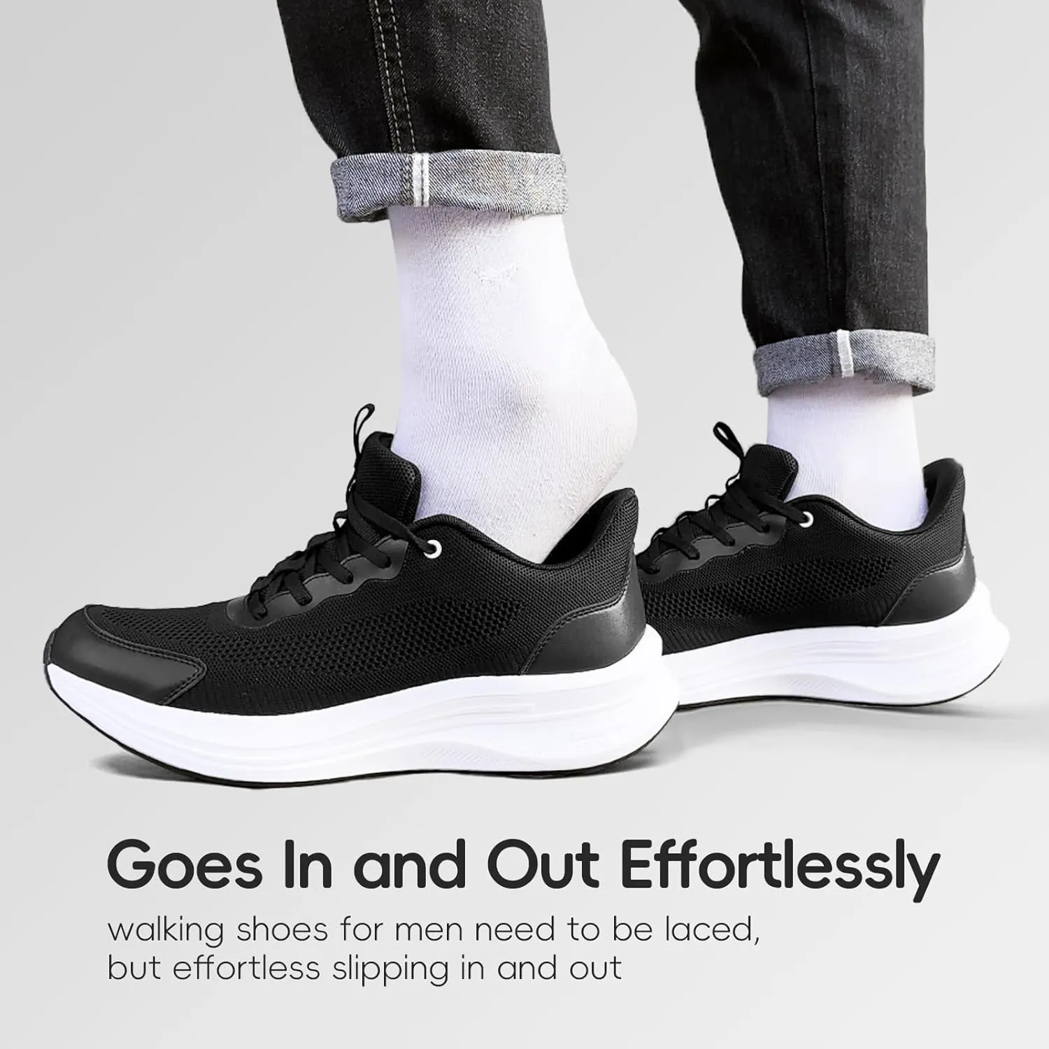 Mens Running Shoes Slip-on Walking Shoes for Men Athletic Gym Workout Sneakers Breathable Non Slip Tennis Cushioning Sneakers