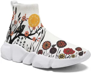 Mens Running Sneakers Art Graffiti Painted Shoes Mesh Breathable Slip-on Womens Tennis Shoes