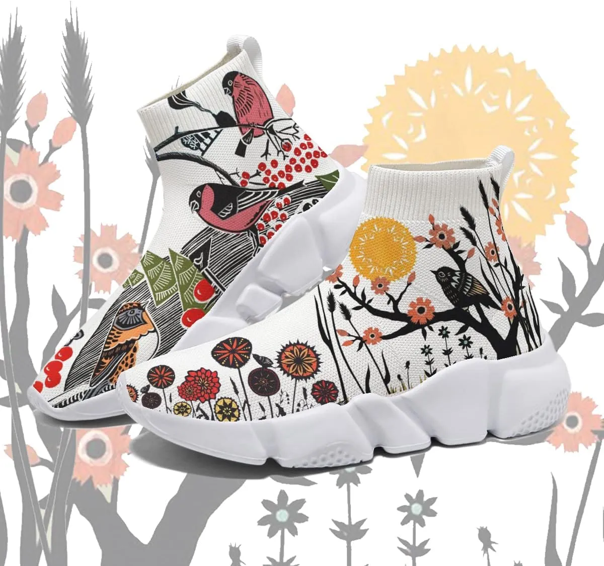 Mens Running Sneakers Art Graffiti Painted Shoes Mesh Breathable Slip-on Womens Tennis Shoes
