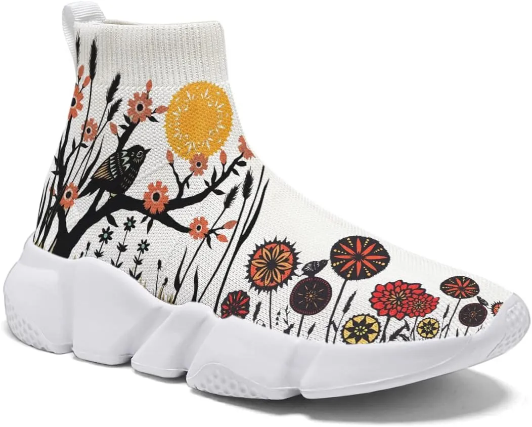 Mens Running Sneakers Art Graffiti Painted Shoes Mesh Breathable Slip-on Womens Tennis Shoes
