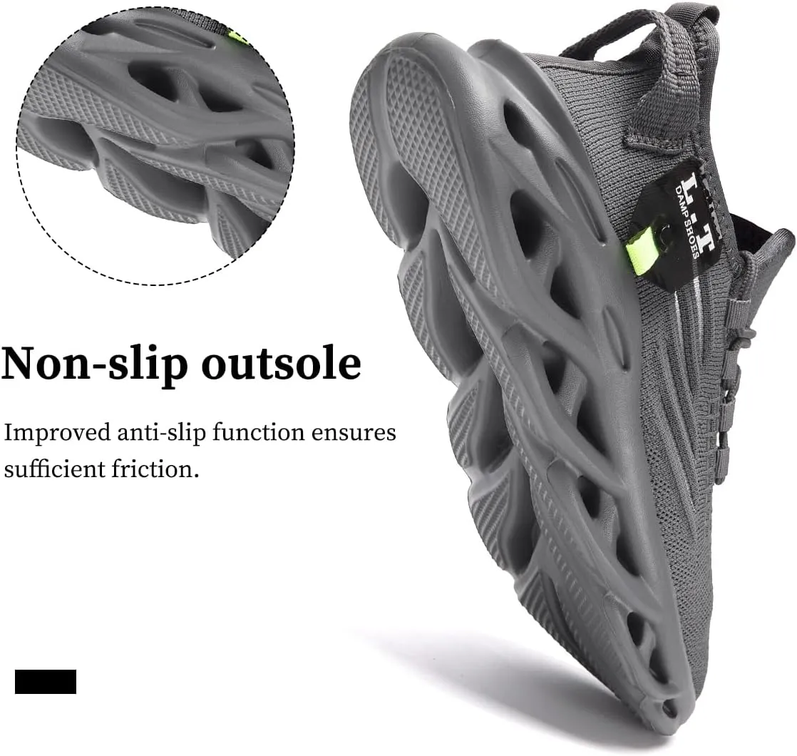 Mens Slip On Running Shoes Athletic Walking Trainers Non Slip Lightweight Breathable Mesh Tennis Comfortable Fashion Sneakers