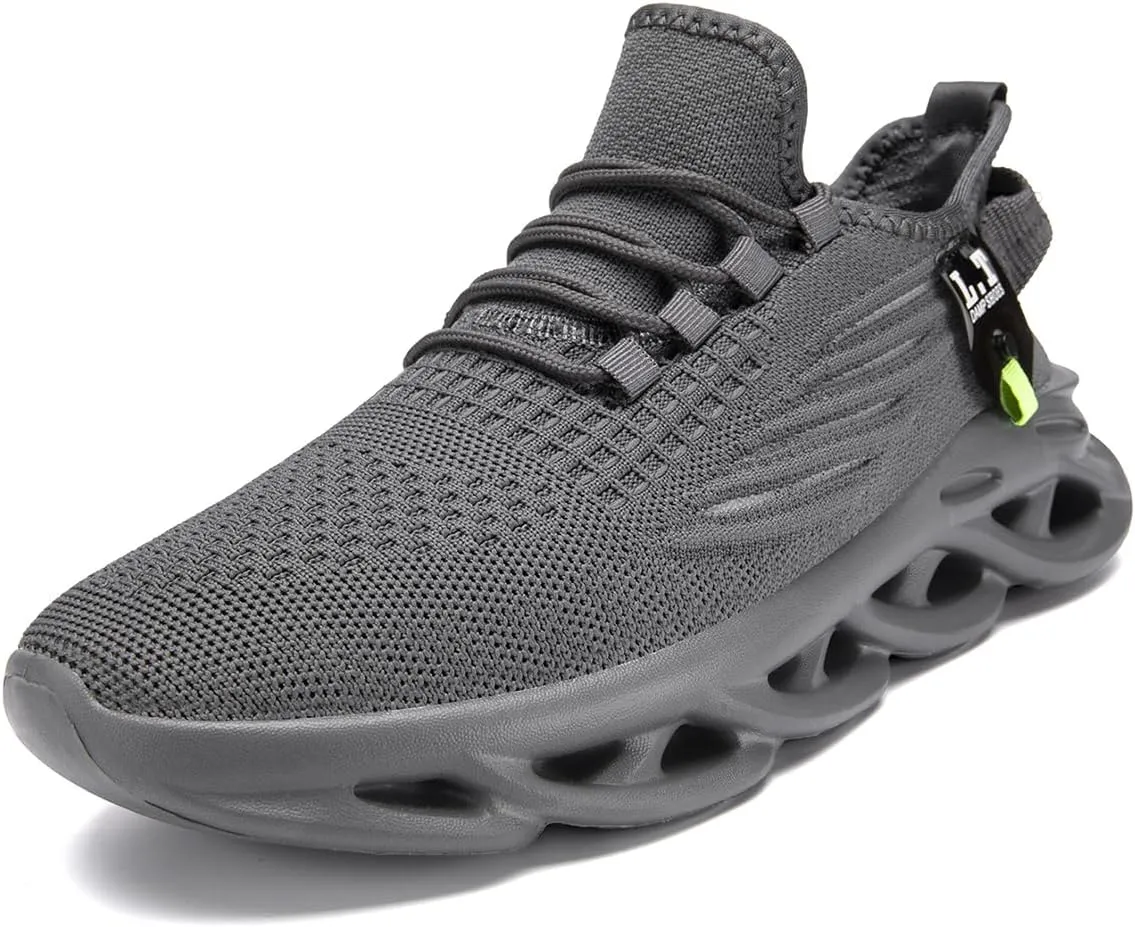 Mens Slip On Running Shoes Athletic Walking Trainers Non Slip Lightweight Breathable Mesh Tennis Comfortable Fashion Sneakers