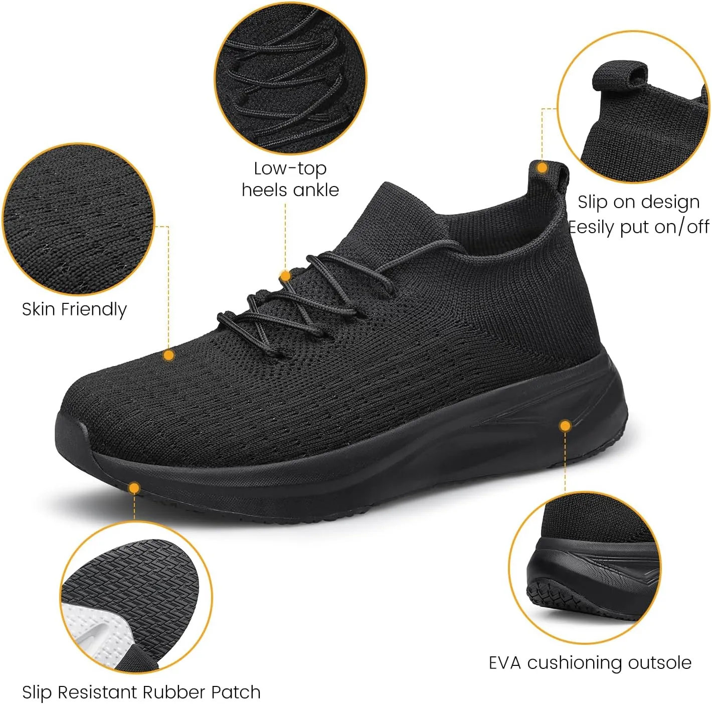 Mens Slip on Walking Shoes Comfort Sock Shoes Non Slip Mesh Casual Running Sneakers