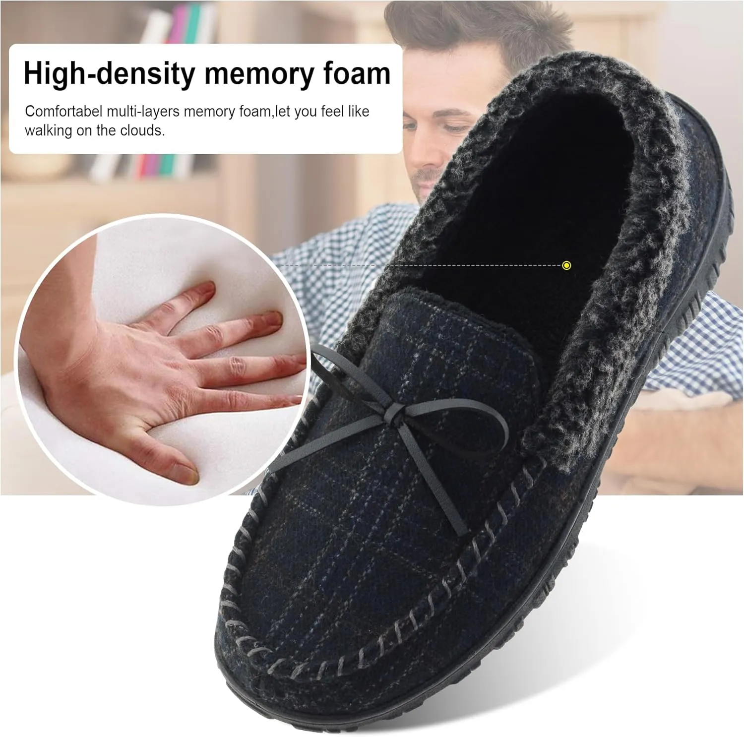 Mens Slippers Indoor Outdoor House Slippers Comfort House Shoes