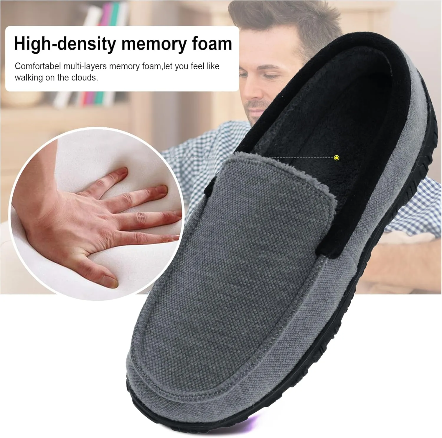 Mens Slippers Indoor Outdoor House Slippers Comfort House Shoes