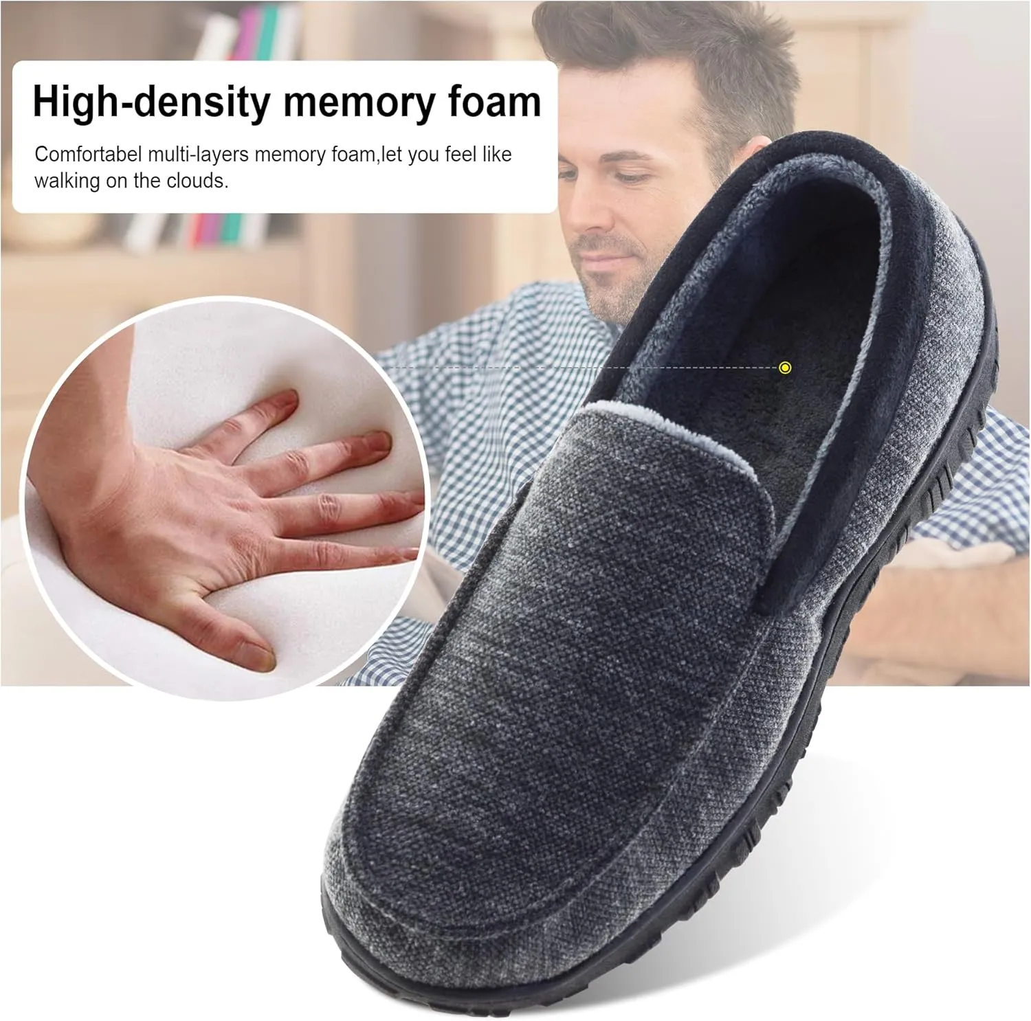 Mens Slippers Indoor Outdoor House Slippers Comfort House Shoes