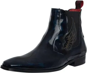 Men's Wings Leather Chelsea Boots, Blue Sunset