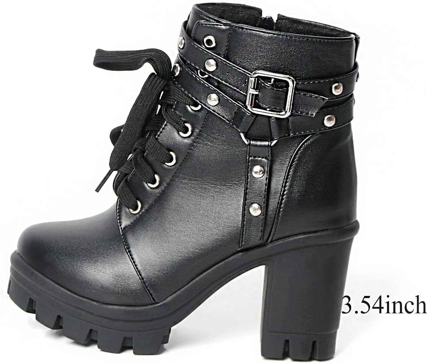 MEOTINA Goth Chunky Platform Boots for Women High Heel Black Ankle Booties Rivets Punk Combat Boot Shoes