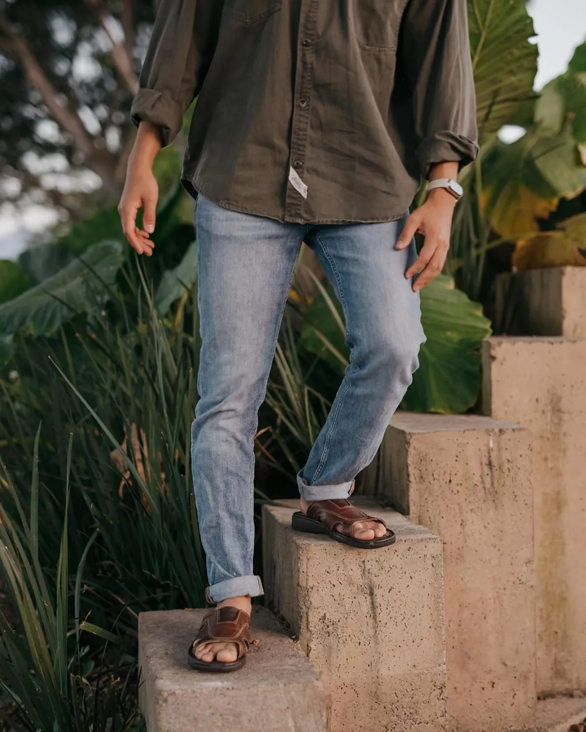 Mexico en la Piel Handmade Fisherman Leather Huaraches for Men - Moka Color, Open-Toe Slip-On, Breathable, Lightweight, Made in Mexico, Sizes 7US to 13US