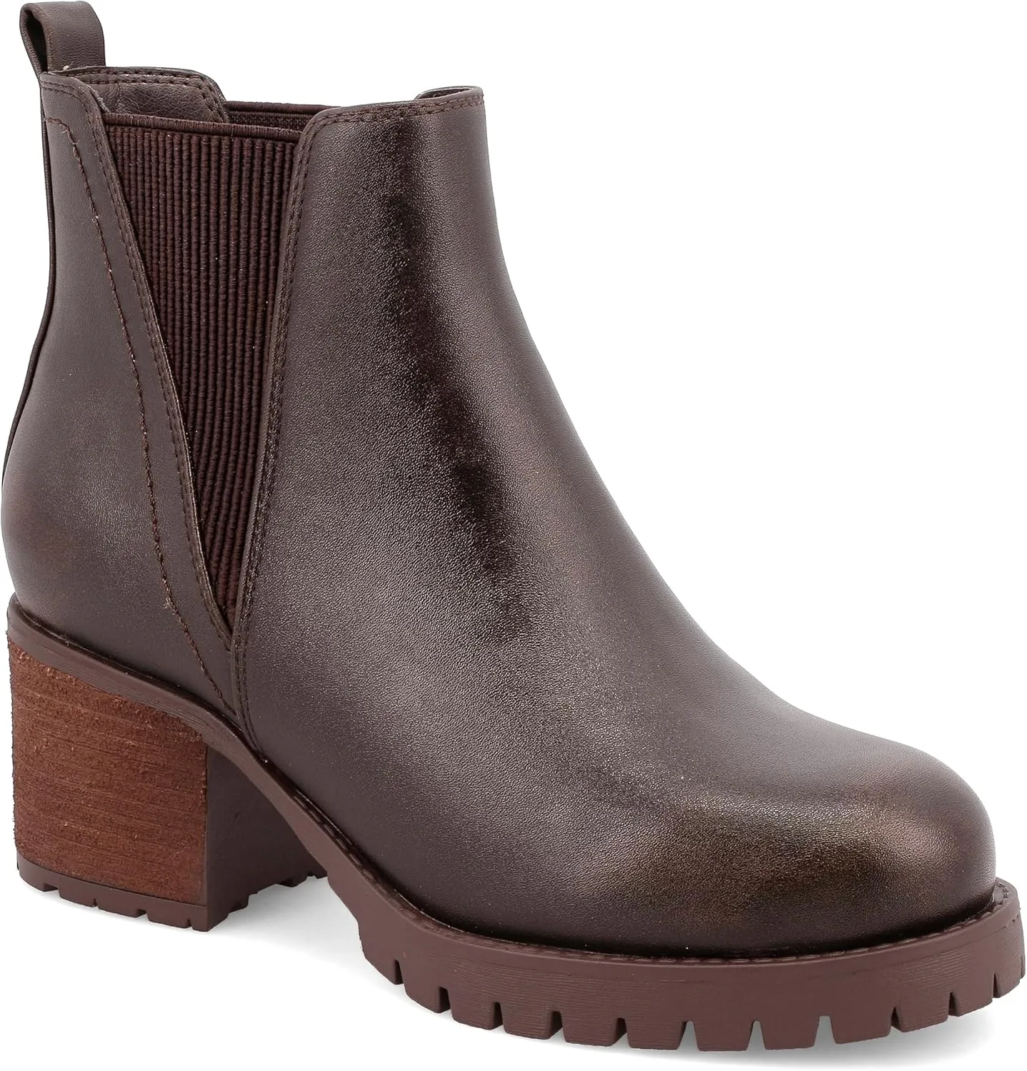 MIA Jody Womens Vegan Leather Booties, Chelsea Boots, Dark Coffee, Size 10