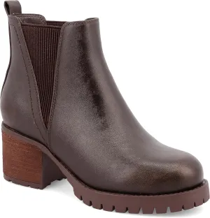 MIA Jody Womens Vegan Leather Booties, Chelsea Boots, Dark Coffee, Size 10