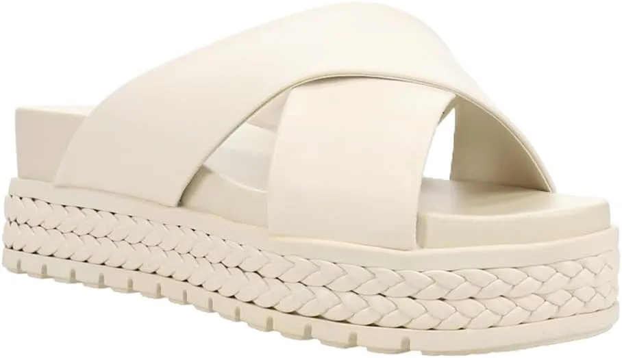 MIA Womens Kornelia Platform Slide Casual Sandals Casual Low Heel 1-2" - Beige