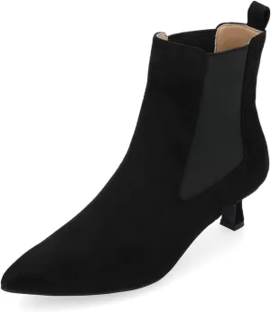 Milooey shoes Women's Kitten Low Heel Ankle Boots Pointed Toe Short Booties Elastic Chelsea Booties Pull On Comfortable Warm Dress Fashion Shoes Size 4-16 Us