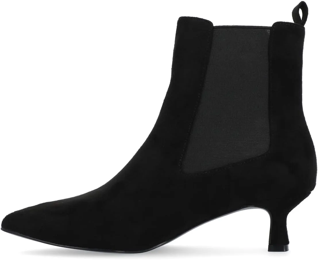 Milooey shoes Women's Kitten Low Heel Ankle Boots Pointed Toe Short Booties Elastic Chelsea Booties Pull On Comfortable Warm Dress Fashion Shoes Size 4-16 Us