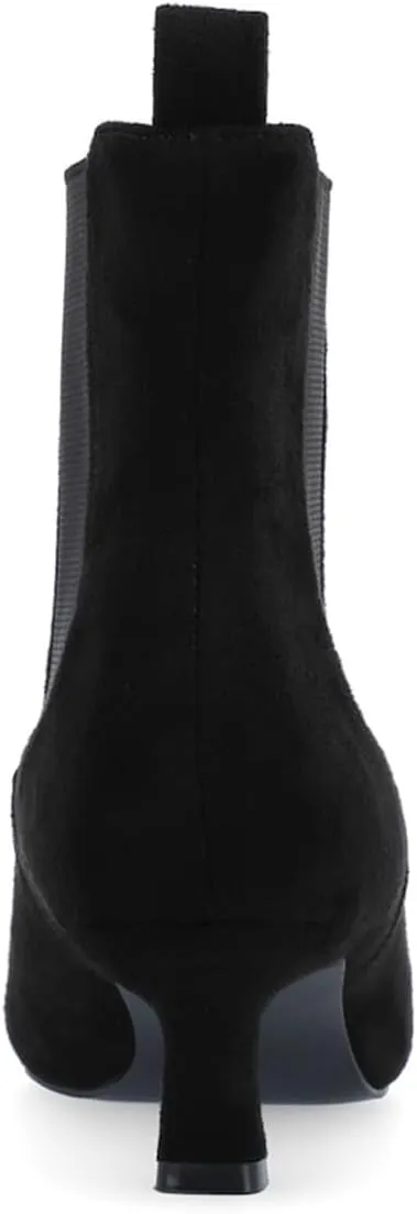 Milooey shoes Women's Kitten Low Heel Ankle Boots Pointed Toe Short Booties Elastic Chelsea Booties Pull On Comfortable Warm Dress Fashion Shoes Size 4-16 Us